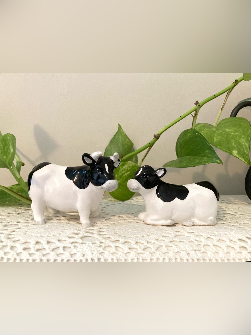 Vintage Otagiri Holstein Cow Salt and Pepper Shakers Country Kitchen Cow Decor